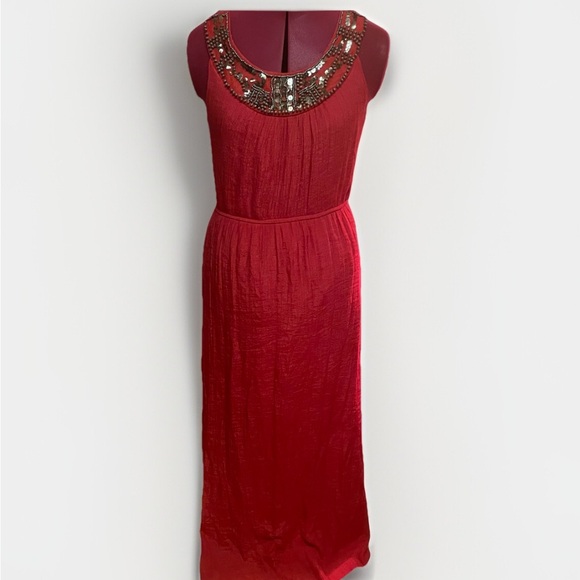 Y2K AGB Women's Maxi Dress Sz M Red Rayon Beaded Tie Festive
Beach Wedding Boho - Picture 1 of 10